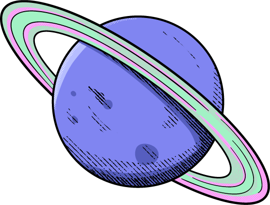 a stylised drawing of a planet